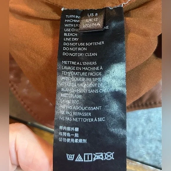 NWT Free People Faux Leather Mini Skirt Zip Slit Brown Festival Chic - Picture 10 of 12